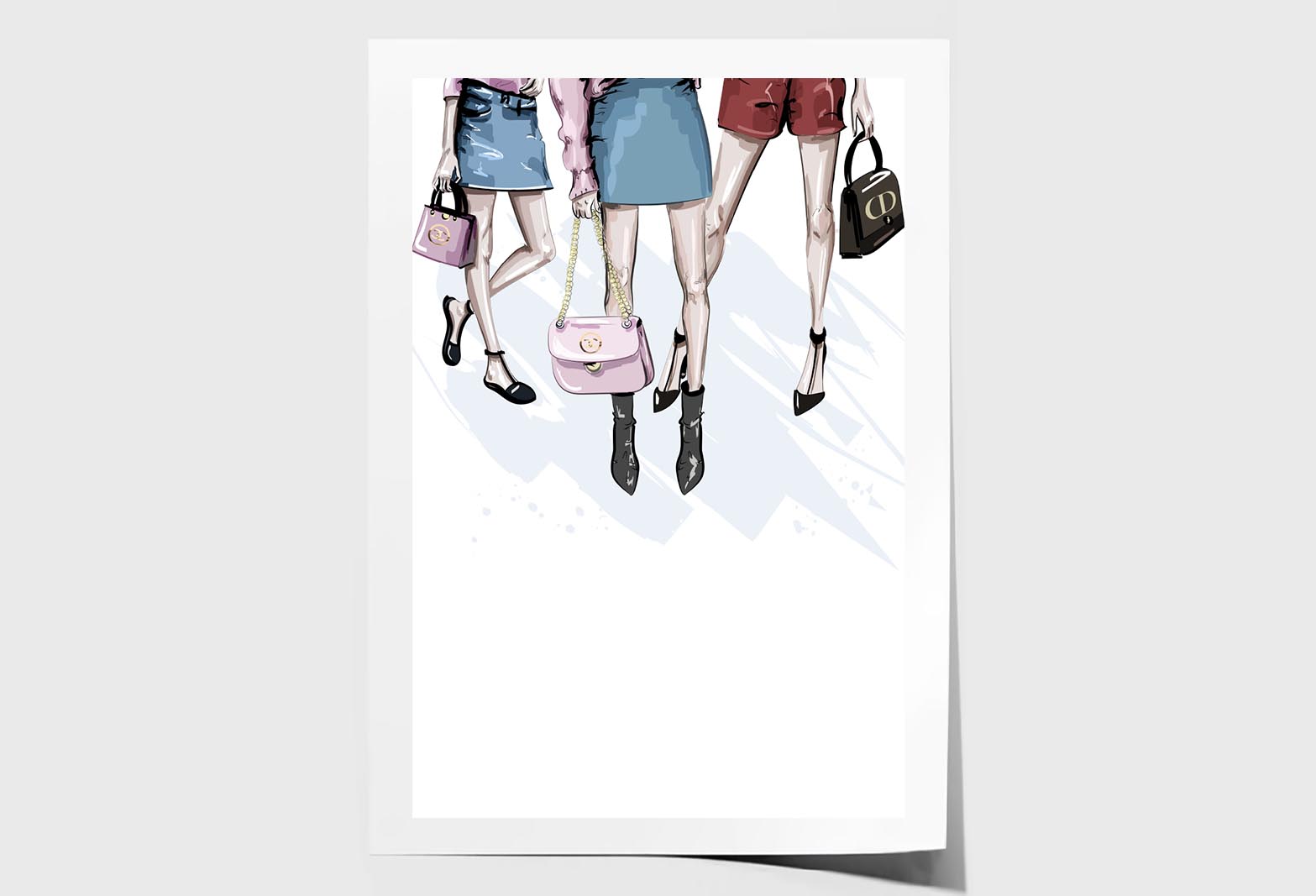 Modern Women And Elegant Handbags Wall Art Limited Edition High Quality Print Unframed Roll Canvas None
