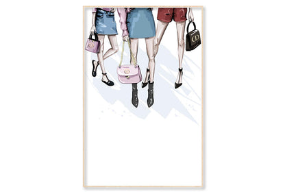 Modern Women And Elegant Handbags Wall Art Limited Edition High Quality Print Canvas Box Framed Natural