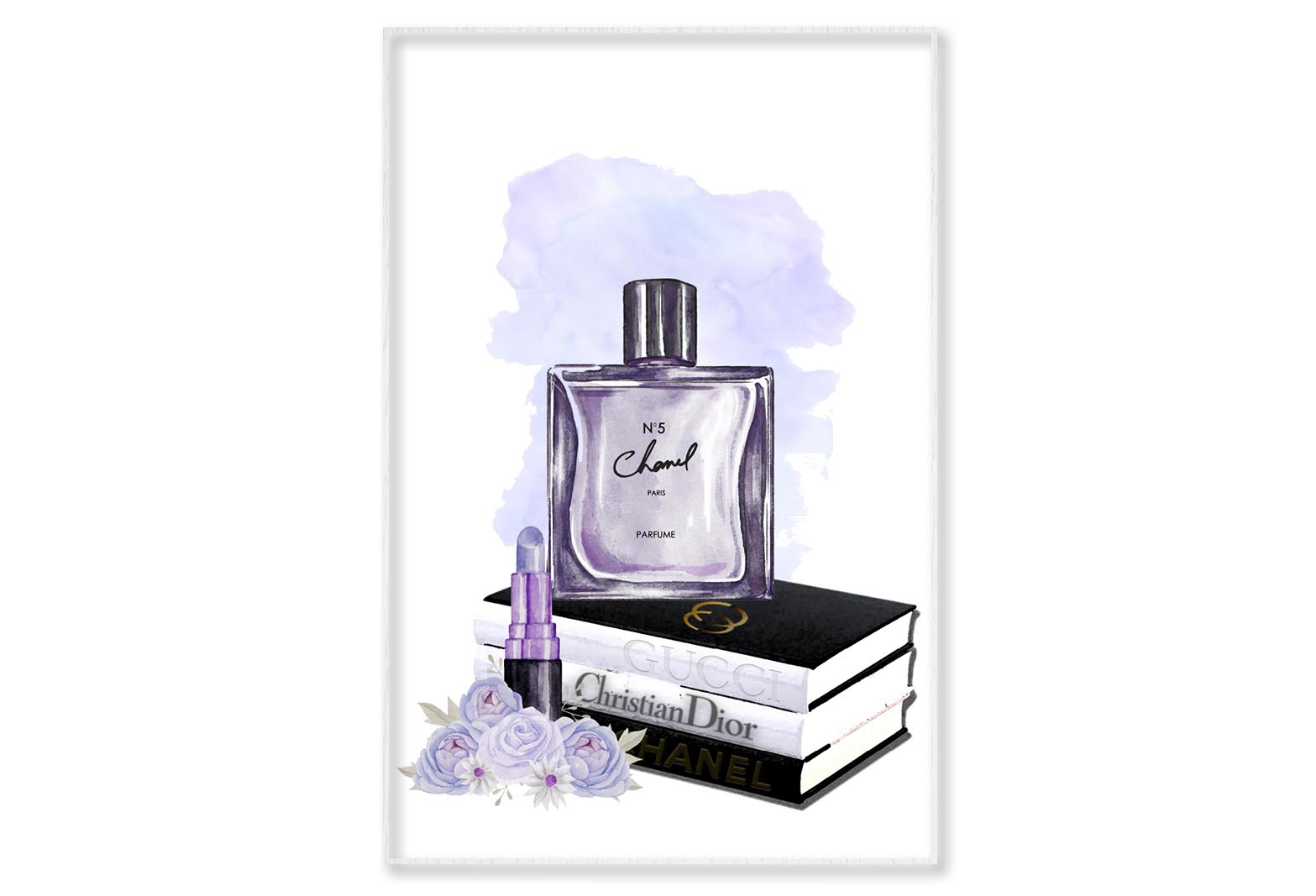 Perfume and Book Set Wall Art Limited Edition High Quality Print Canvas Box Framed White