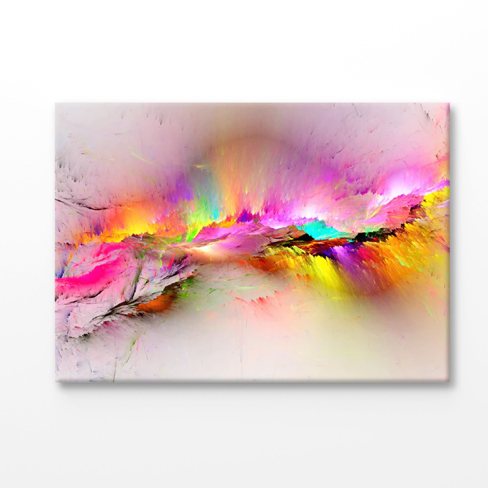 Bella Home Pink & Yellow Colorful Splash Abstract Print Canvas Ready to hang