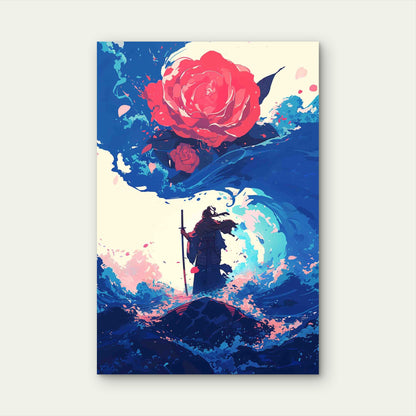 Samurai And The Rose 60x90cm Metal Print Ready to Hang