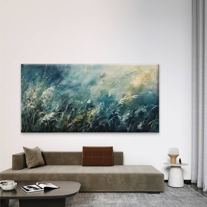 Green Meadow Wild Grass Wall Art Canvas Office Home Room Framed 120x60cm