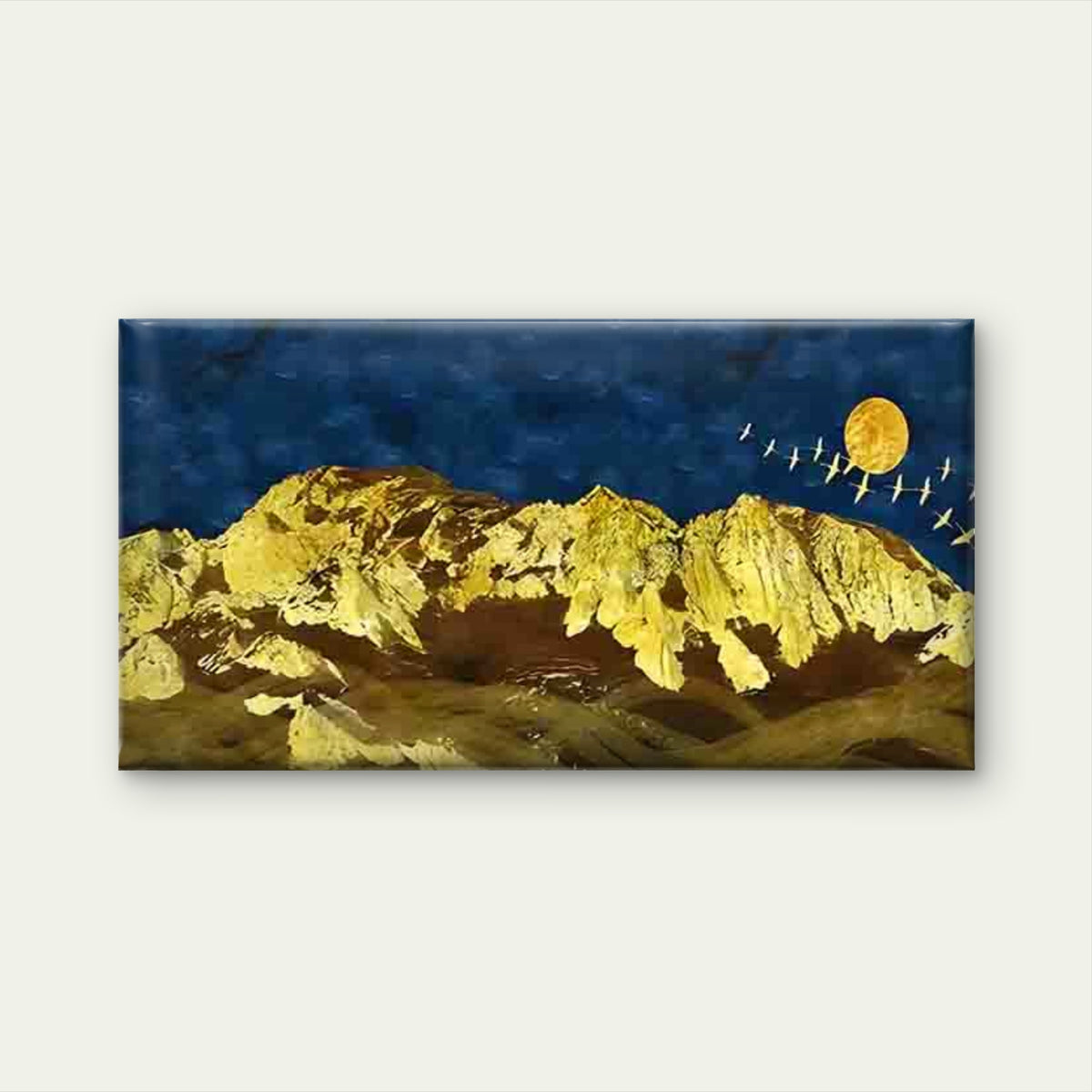 Crescent Moon, and Flying Birds Wall Art Canvas Office Home Room Framed 120x60cm