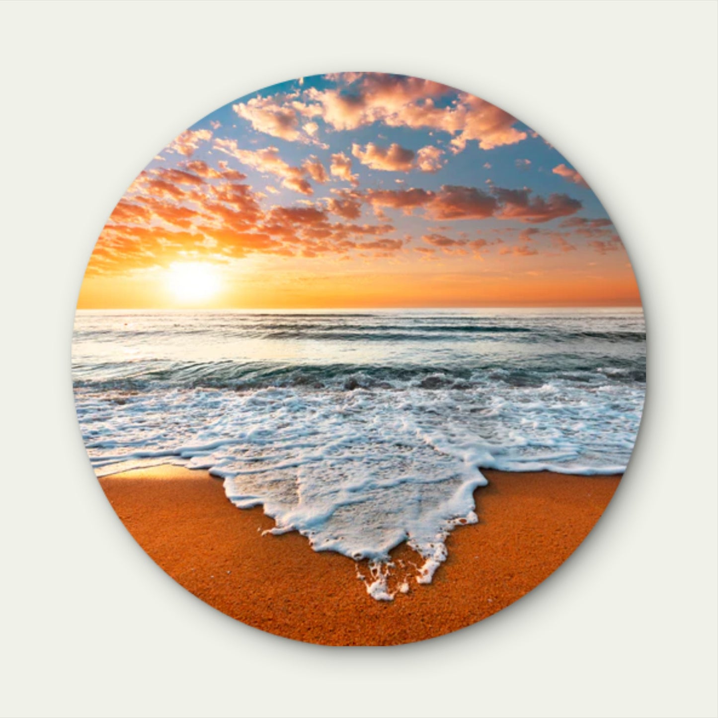 Golden Sunset Beach Waves Acrylic Glass Rounded Print Tempered Glass Wall Art 100% Made in Australia Ready to Hang