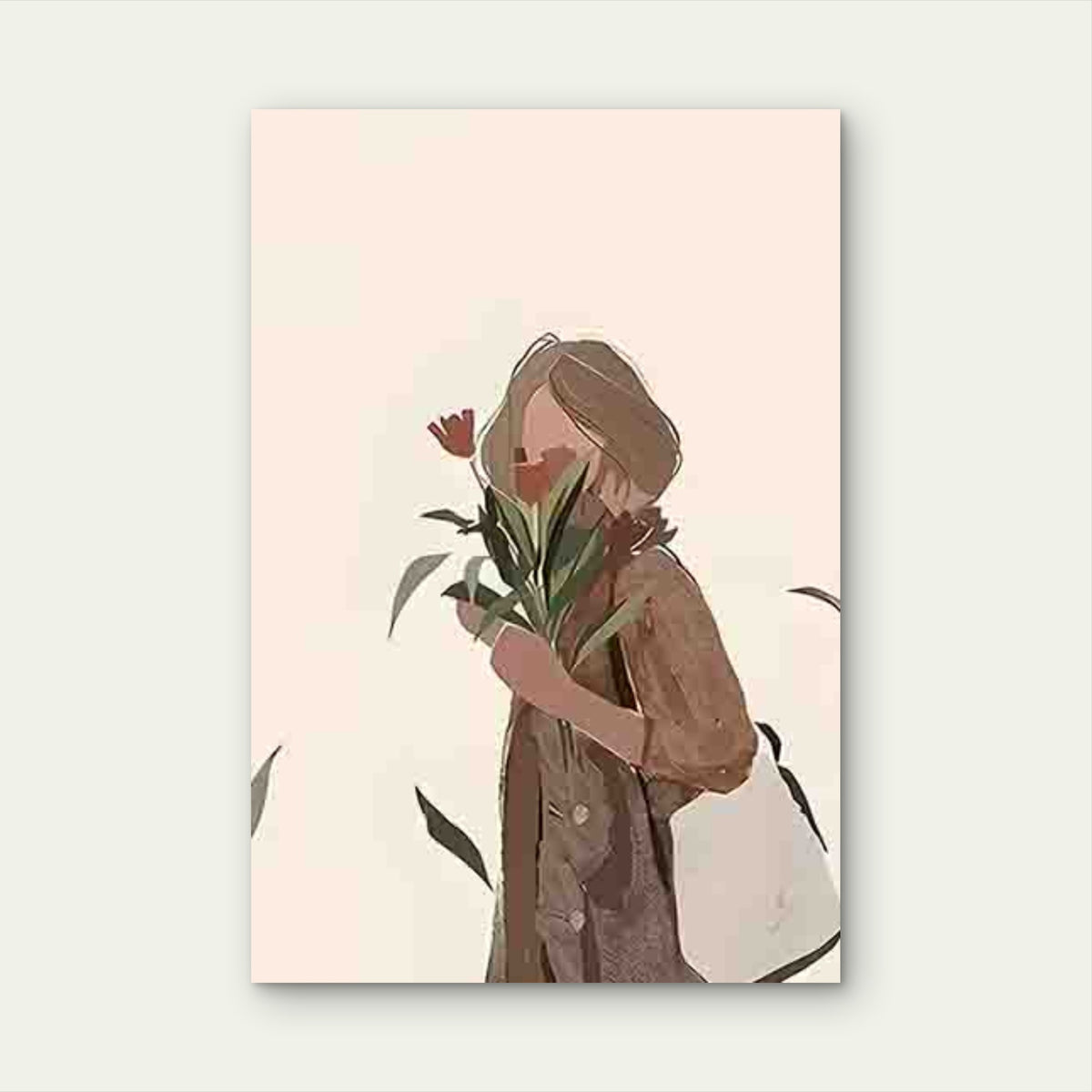 Minimalist Figure with Tulip 60x90cm Metal Print Ready to Hang