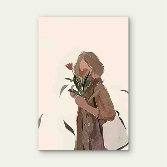 Minimalist Figure with Tulip 60x90cm Metal Print Ready to Hang - Bella Home Decor