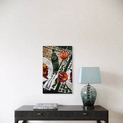 Vintage Spagetti And Juice 60x90cm Metal Print Ready to Hang