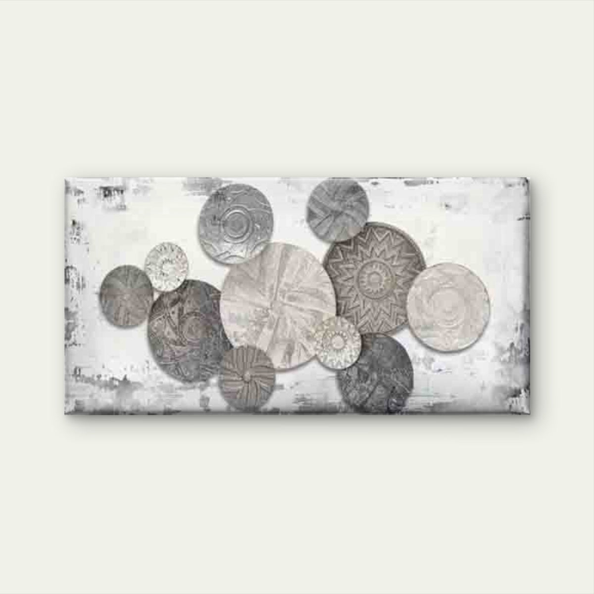 Abstract Featuring Circular Wall Art Canvas Office Home Room Framed 120x60cm