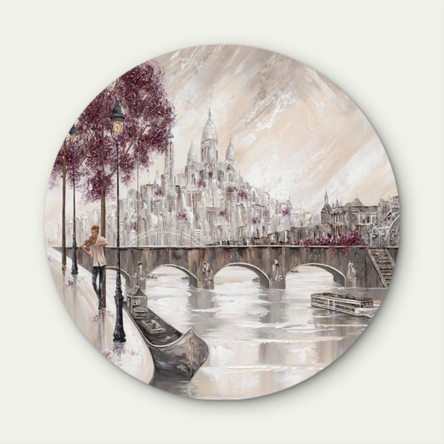 Neutral Couple Dancing Paris Eiffel City Acrylic Glass Rounded Print Tempered Glass Wall Art 100% Made in Australia Ready to Hang