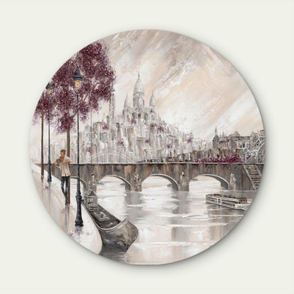 Neutral Couple Dancing Paris Eiffel City Acrylic Glass Rounded Print Tempered Glass Wall Art 100% Made in Australia Ready to Hang