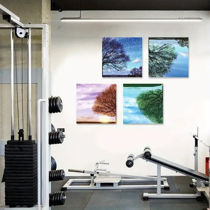 4pcsFour Seasons Tree Picture Wall Art Canvas Framed