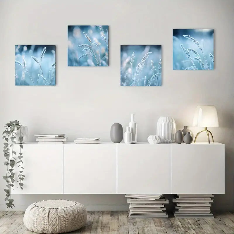 4pcs Nordic Winter Grass Natur Theme Wall Art Canvas Framed