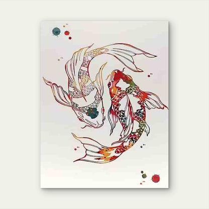 Vintage Style Koi Fish Art Metal Print Ready to Hang