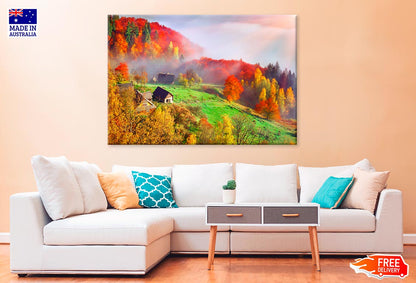 Autumn Landscape Mountain Village Print 100% Australian Made