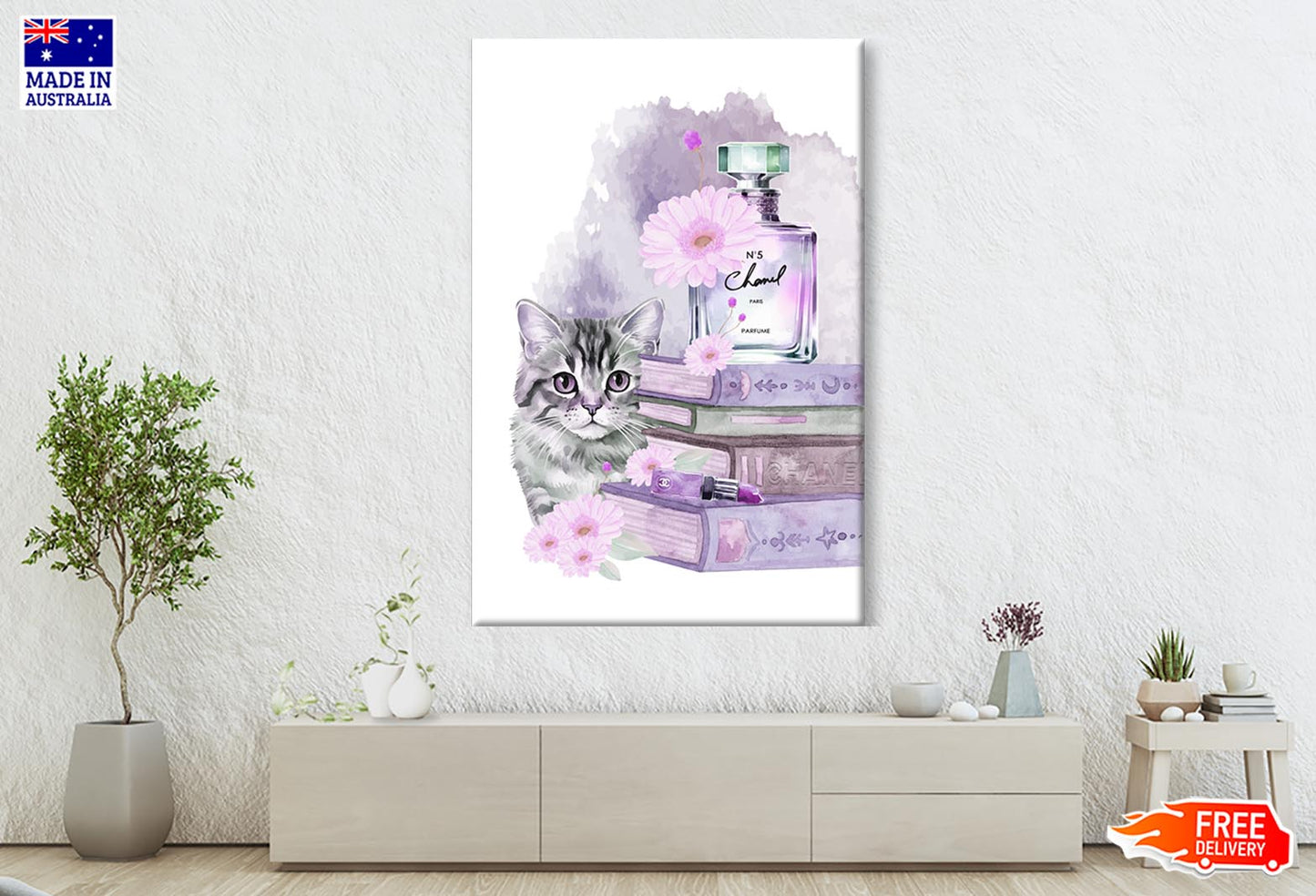 Perfume with Cat Wall Art Limited Edition High Quality Print