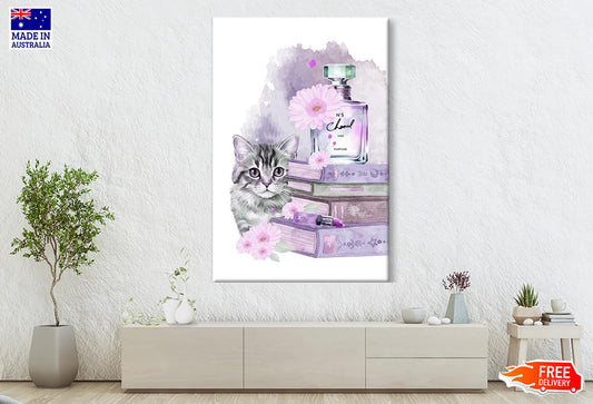 Perfume with Cat Wall Art Limited Edition High Quality Print