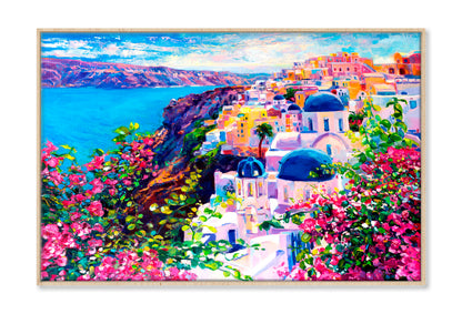 Santorini Seascape Oil Painting Wall Art Limited Edition High Quality Print Canvas Box Framed Natural