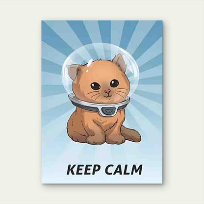 Keep Calm Cat in Space Metal Print Ready to Hang