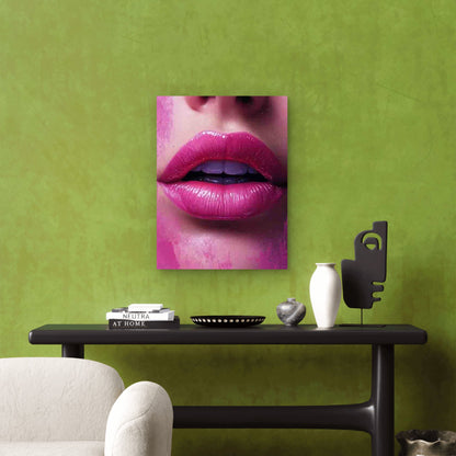 Pink Lips Fashion-Themed Artwork 60x90cm Metal Print Ready to Hang