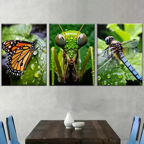 3pcs Nature Creatures Close-Up Animal Art Wall Art Canvas Unframed - High Quality Print 100% Australian Made Wall Canvas