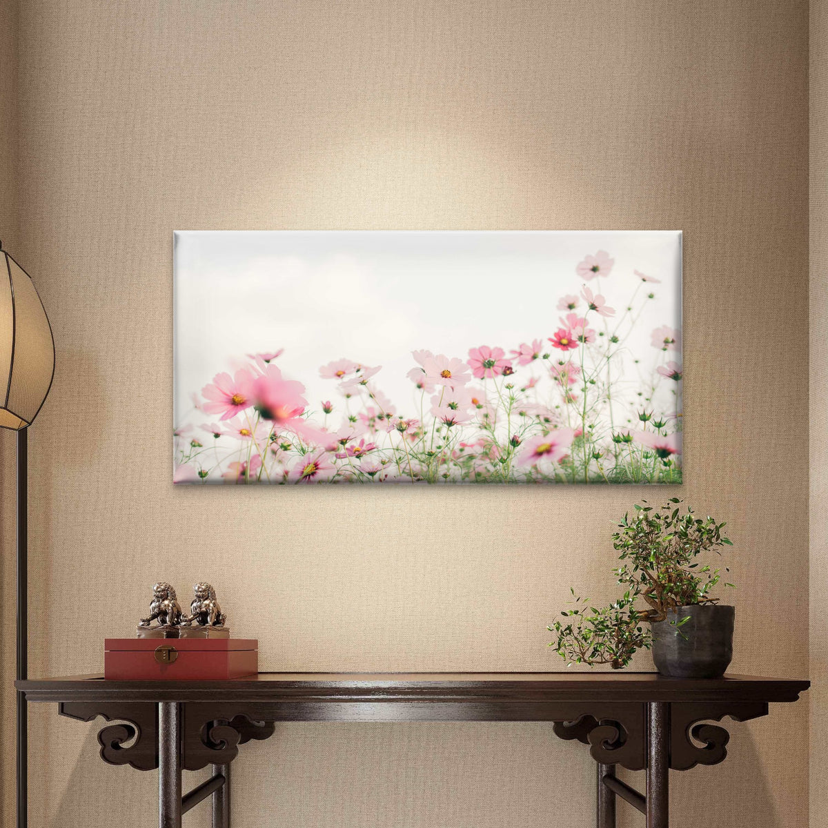 Pink Petals, Gentle Breeze Wall Art Canvas Office Home Room Framed 120x60cm