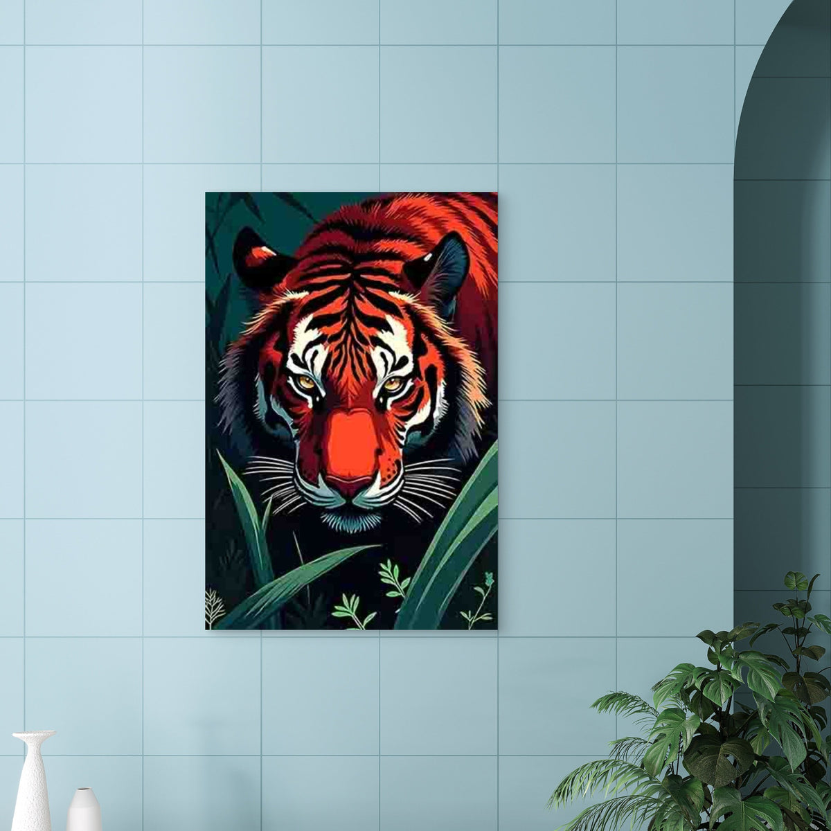 Brightly Colored Close-Up Tiger 40x60cm Metal Print Ready to Hang