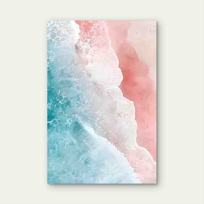 Wave-Lapped Pink Beach Pattern 40x60cm Metal Print Ready to Hang