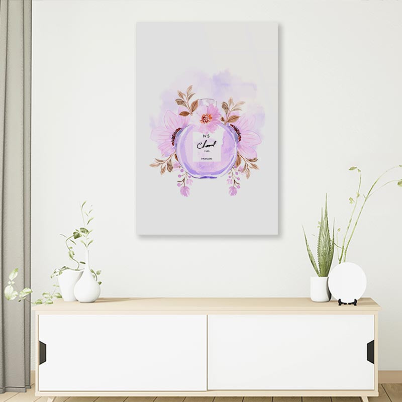 Perfume and Flowers 3D Design Acrylic Glass Print Tempered Glass Wall Art 100% Made in Australia Ready to Hang