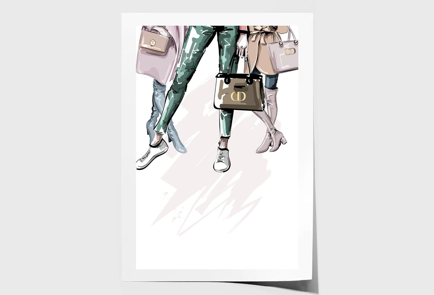 Fancy Ladies with Luxury Bags Wall Art Limited Edition High Quality Print Unframed Roll Canvas None