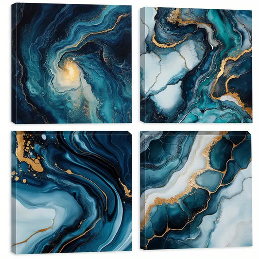 4pcs Wave Design  Wall Art Canvas Framed