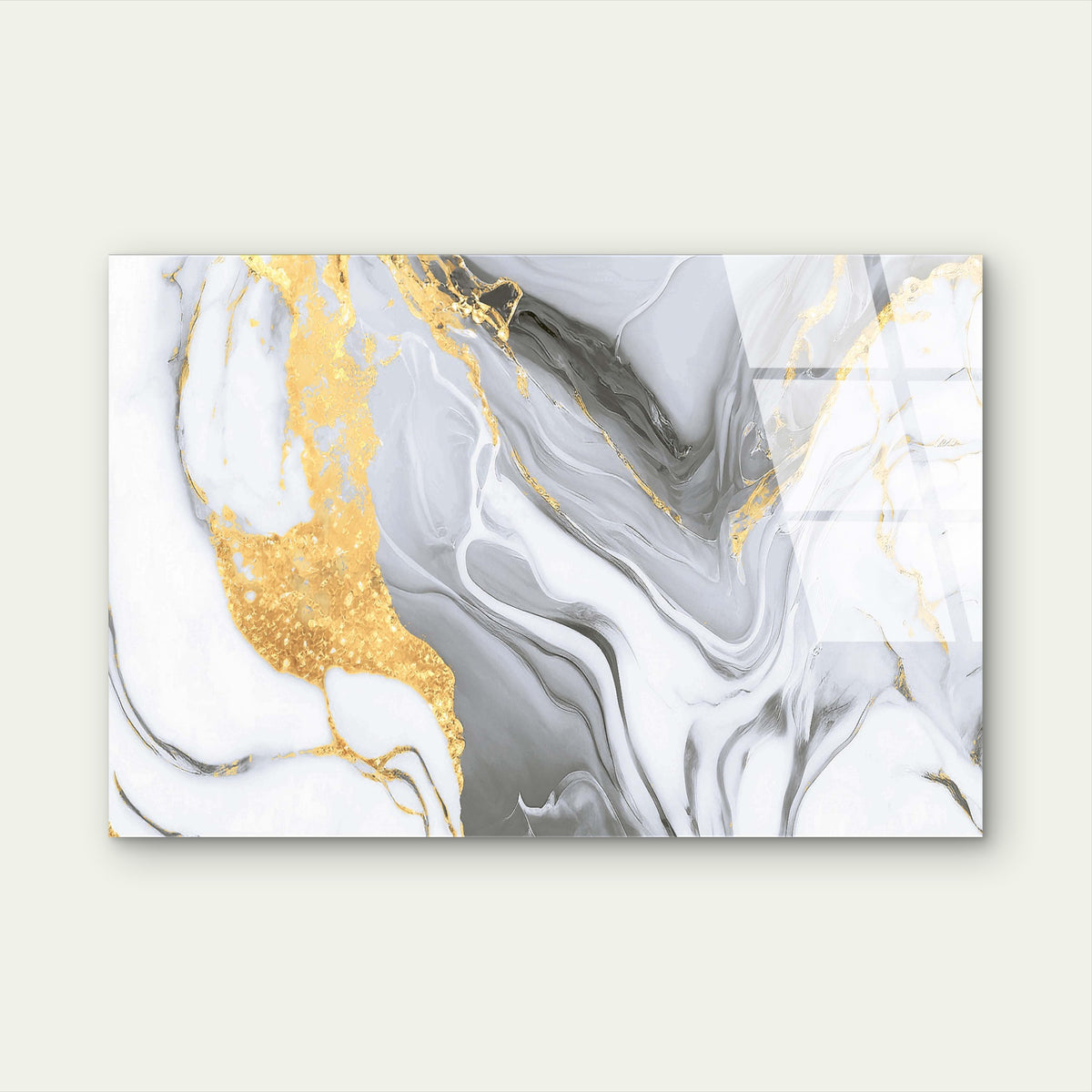 White Grey Marble Texture Gold Foil Acrylic Glass Printing Wall Art Australian Made Quality
