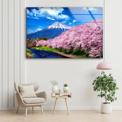 Blossom Trees & River UV Direct Aluminum Print Australian Made Quality