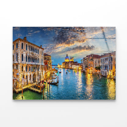 Canal with Buildings & Sky Acrylic Glass Print Tempered Glass Wall Art 100% Made in Australia Ready to Hang