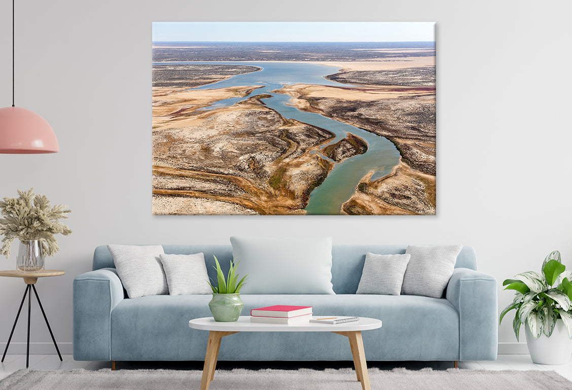 Winding Warburton River channels near Marree, Australia Wall Art Decor 100% Australian Made