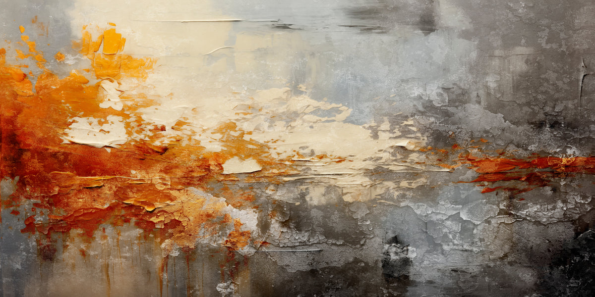 Rust Orange Grey Grungy Texture Wall Art Canvas Office Home Room Framed 120x60cm