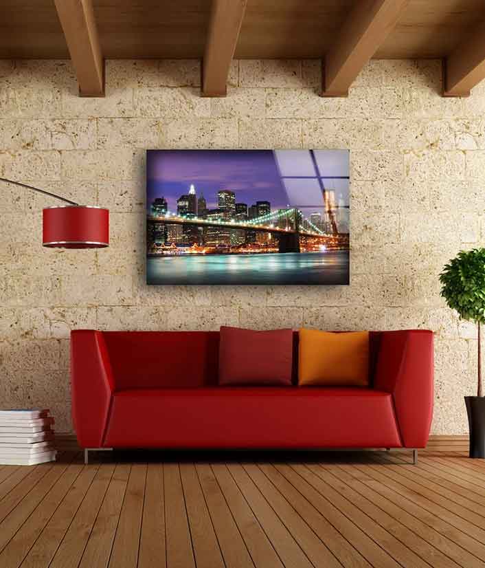 City & Sea Night View UV Direct Aluminum Print Australian Made Quality