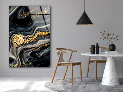 Black Gold Abstract UV Direct Aluminum Print Australian Made Quality