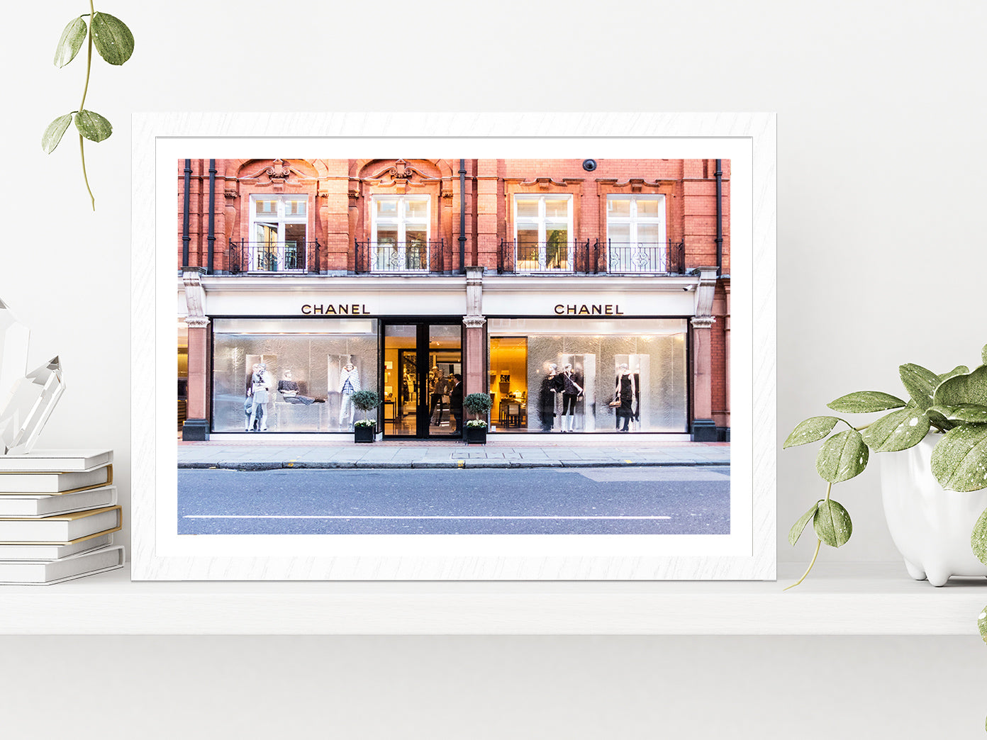 Fashion Store View in New Bond Street Photograph Glass Framed Wall Art, Ready to Hang Quality Print With White Border White