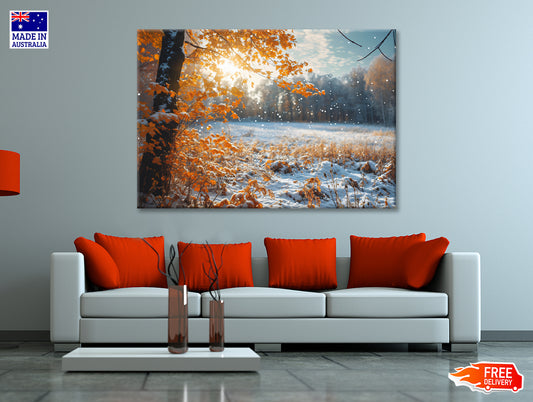 Winter with Autumn Leaves Print 100% Australian Made