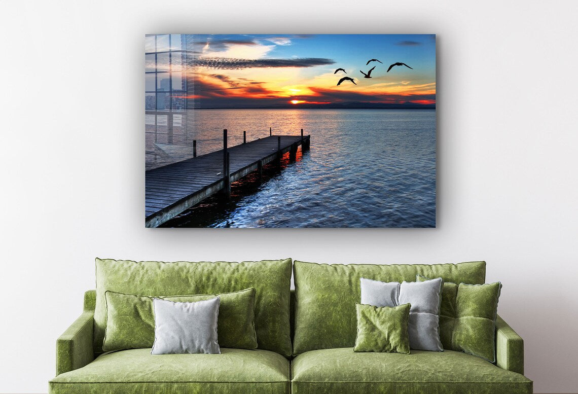 Sunset Sky at the Dock UV Direct Aluminum Print Australian Made Quality