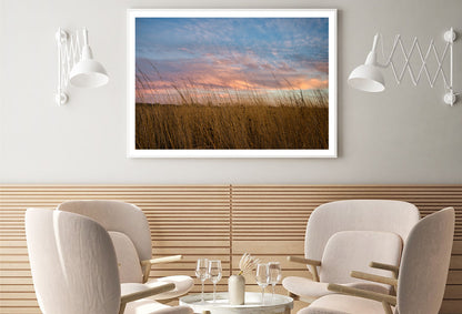 Sunset over Grasses with Beautiful Sky Home Decor Premium Quality Poster Print Choose Your Sizes