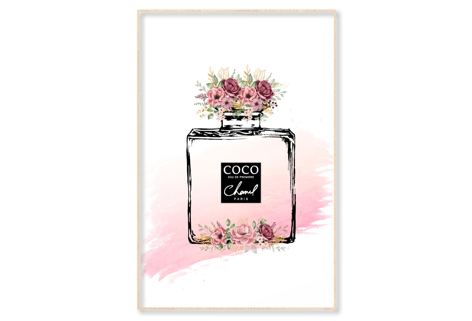 Black Pink Perfume Wall Art Limited Edition High Quality Print Canvas Box Framed Natural