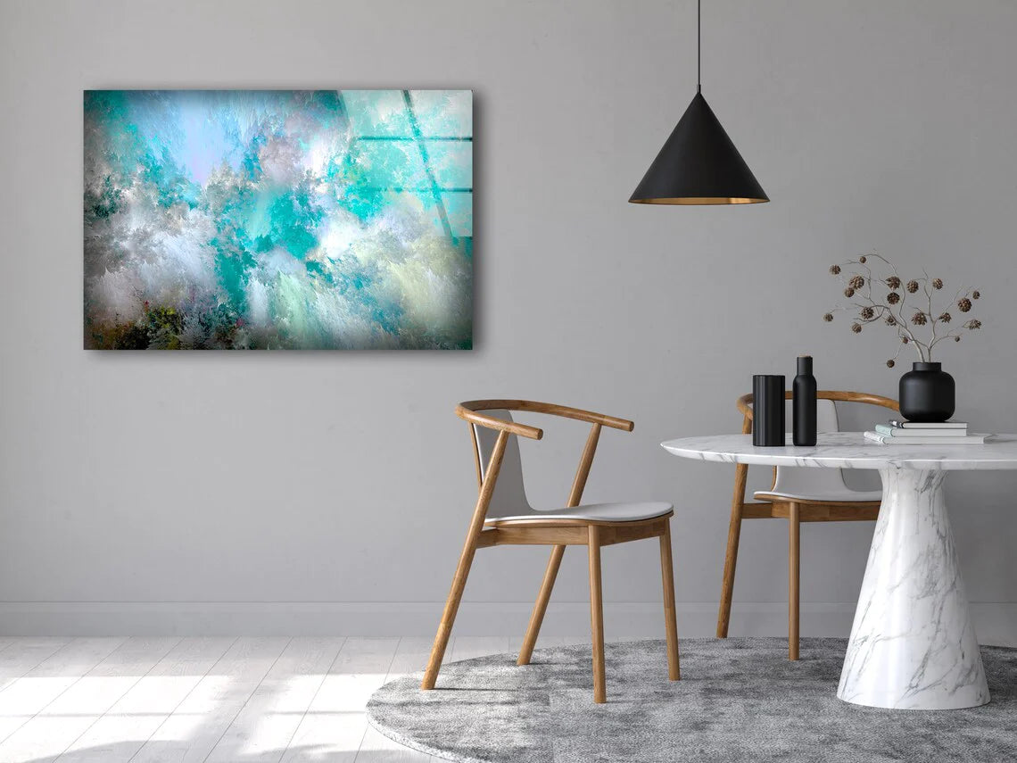 Blue & White Abstract UV Direct Aluminum Print Australian Made Quality