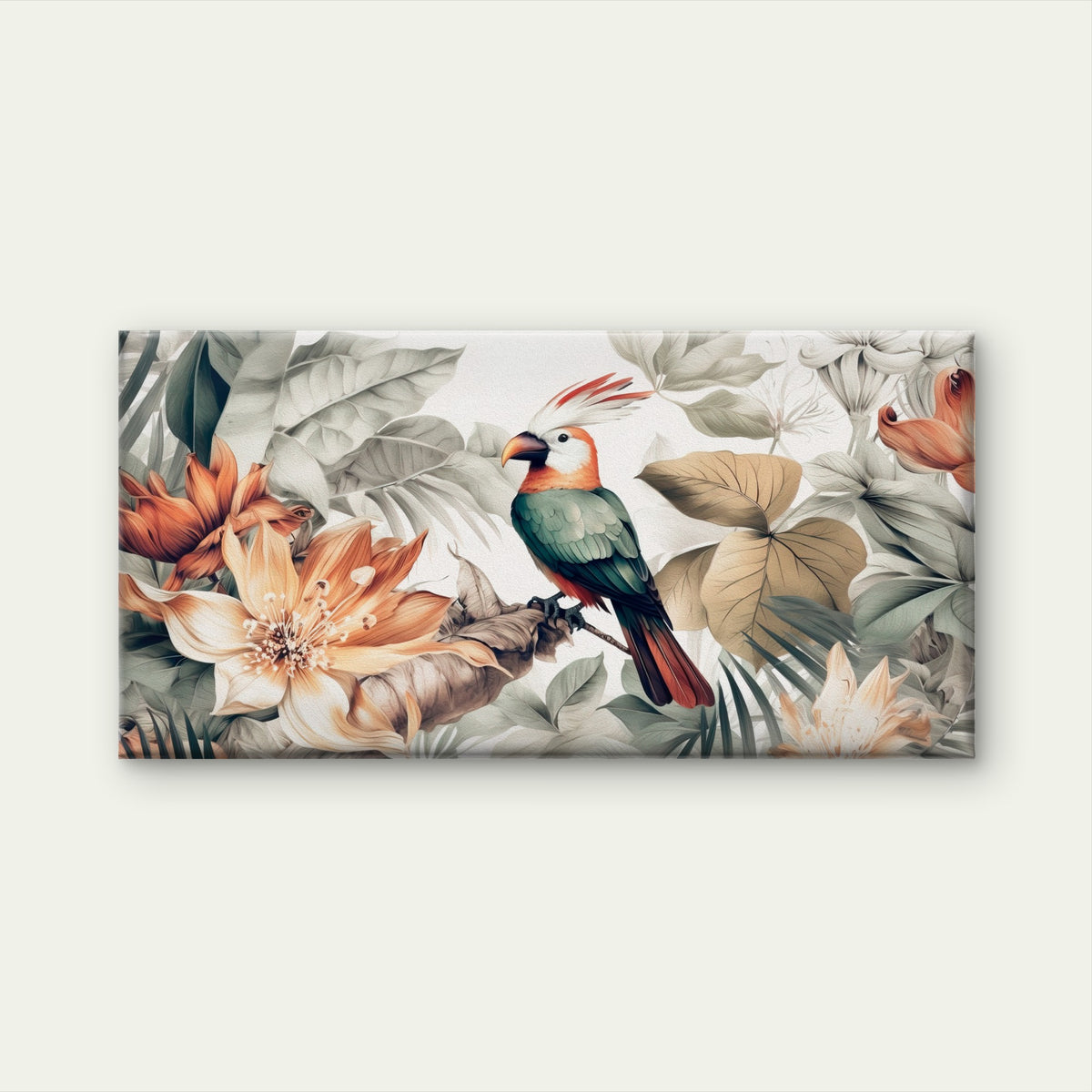 Tropical Bird Parrot Floral Wall Art Canvas Office Home Room Framed 120x60cm