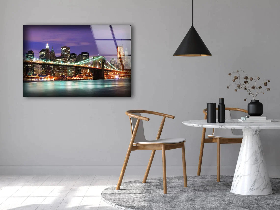 City & Sea Night View UV Direct Aluminum Print Australian Made Quality