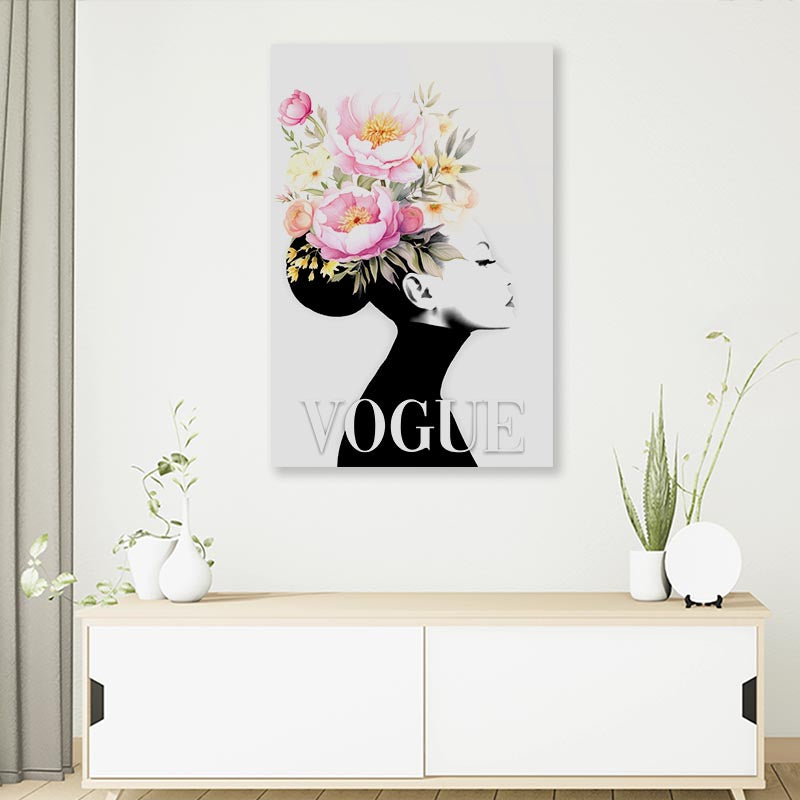 Fashion Girl with Flowers 3D Design Acrylic Glass Print Tempered Glass Wall Art 100% Made in Australia Ready to Hang