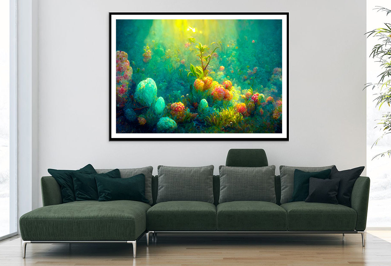 Coral Reef with Plants and Rocks Home Decor Premium Quality Poster Print Choose Your Sizes