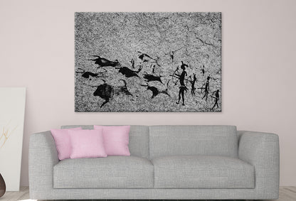 Stone Age Cave Drawing Scene Wall Art Decor 100% Australian Made