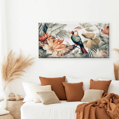 Tropical Bird Parrot Floral Wall Art Canvas Office Home Room Framed 120x60cm