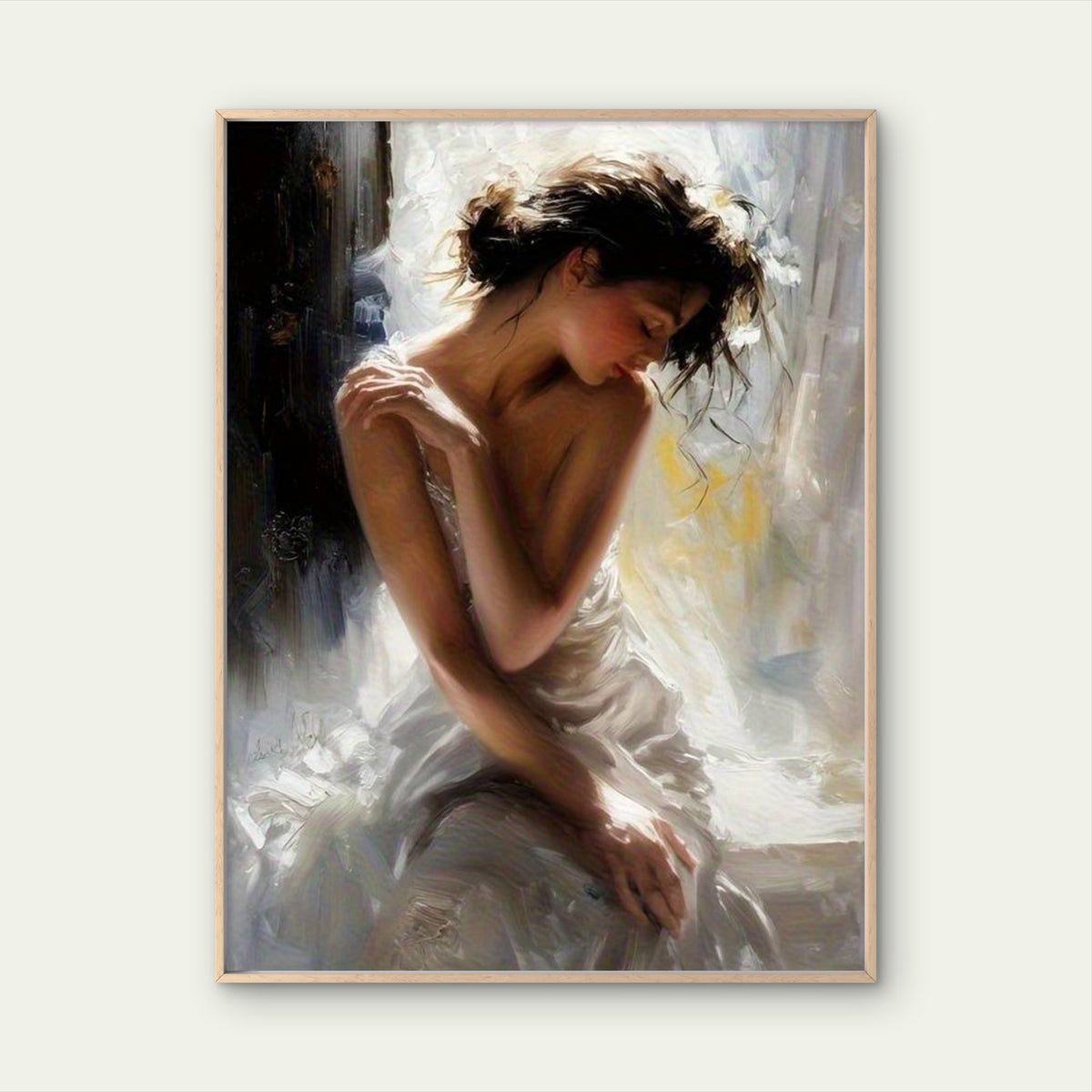 Woman White Dress Oil Painting Fashion Home Decor Premium Quality Poster Print Choose Your Sizes